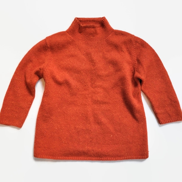 L.L. Bean Burnt Orange Speckled Lambswool Mohair Mock Neck Sweater - Picture 6 of 12